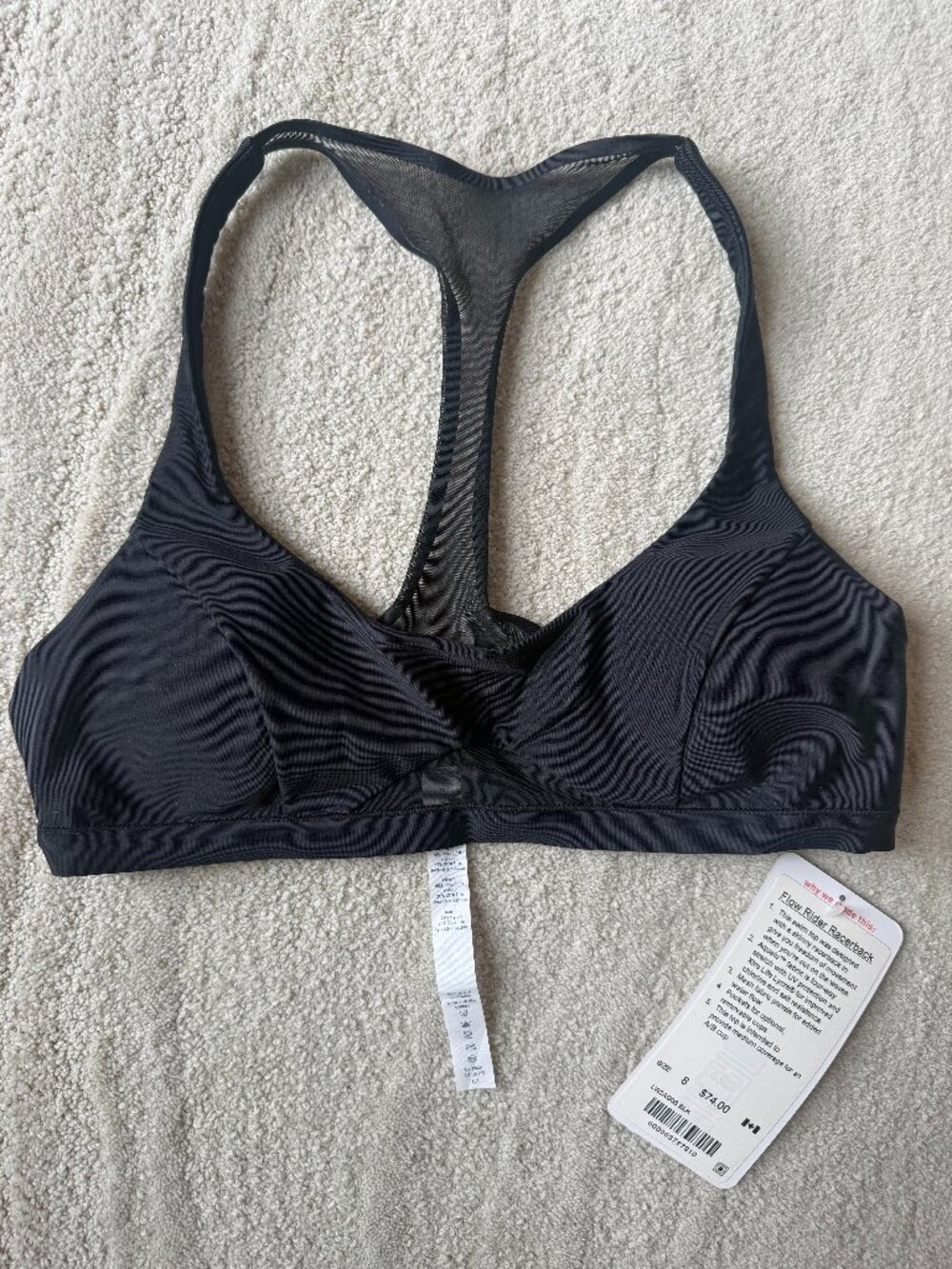 Lululemon Flow Rider Bathing Suit, top Sz 8, black